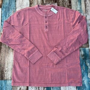 💜4/$40💜 New Mens medium old navy Henley long light red soft wash look pit 22